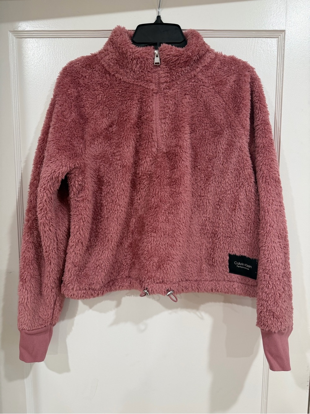 Calvin Klein Dusty Rose Plush Half-Zip Teddy Jacket